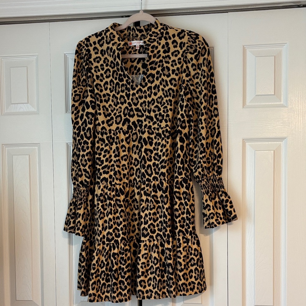 Jude Connally Leopard Print Long Sleeve Dress-S